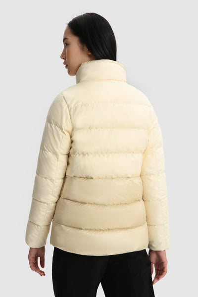 Woman down jacket with horizontal quilting
