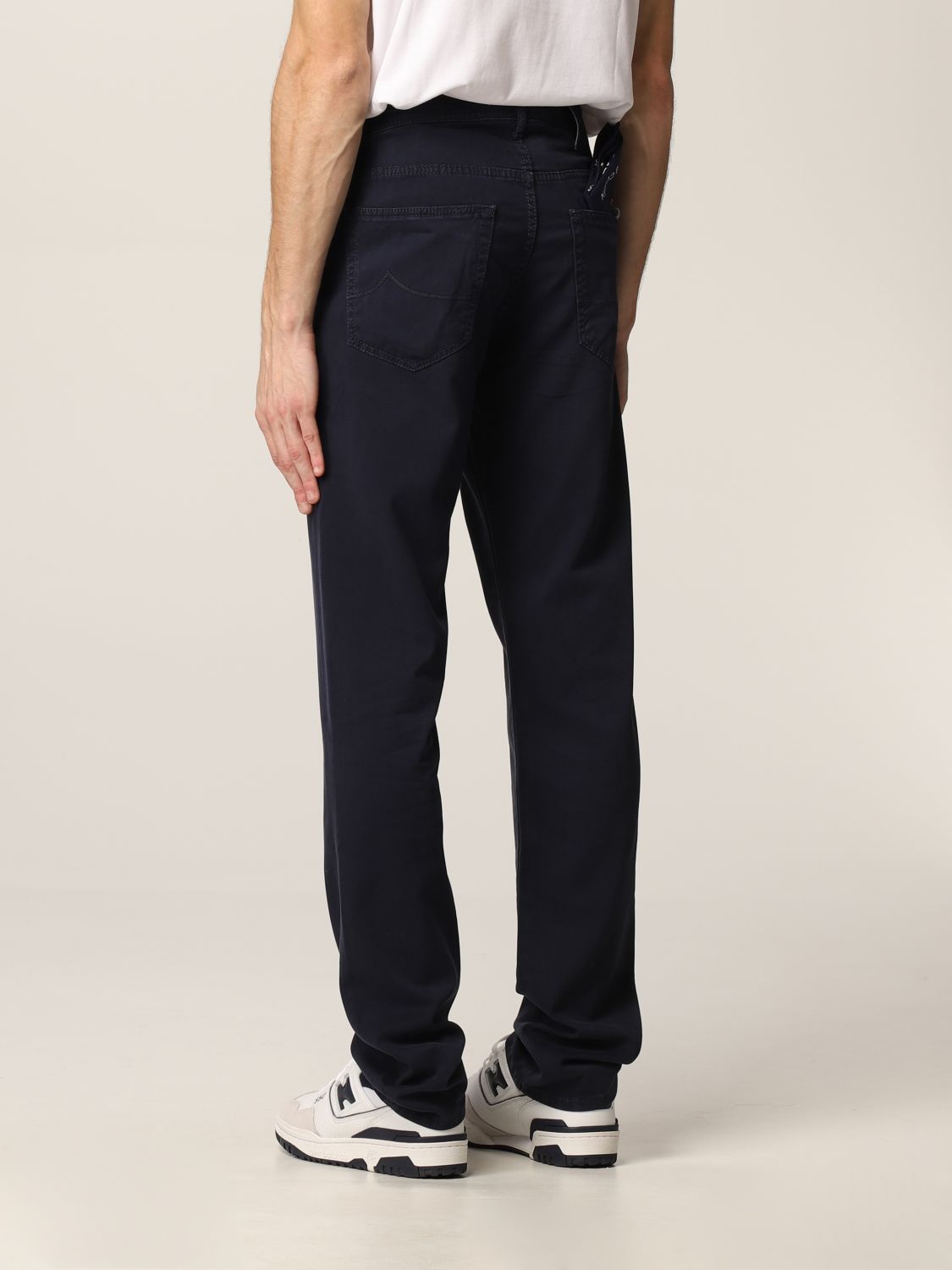 Pantaloni Uomo cinque tasche con patch logo sul retro