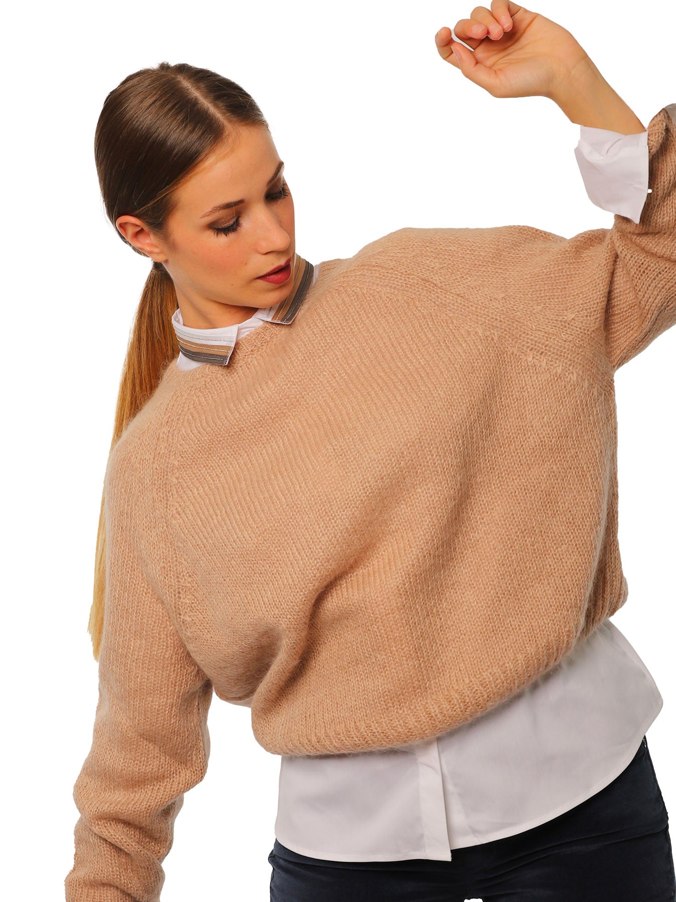 Women's sweater with buttons on the back