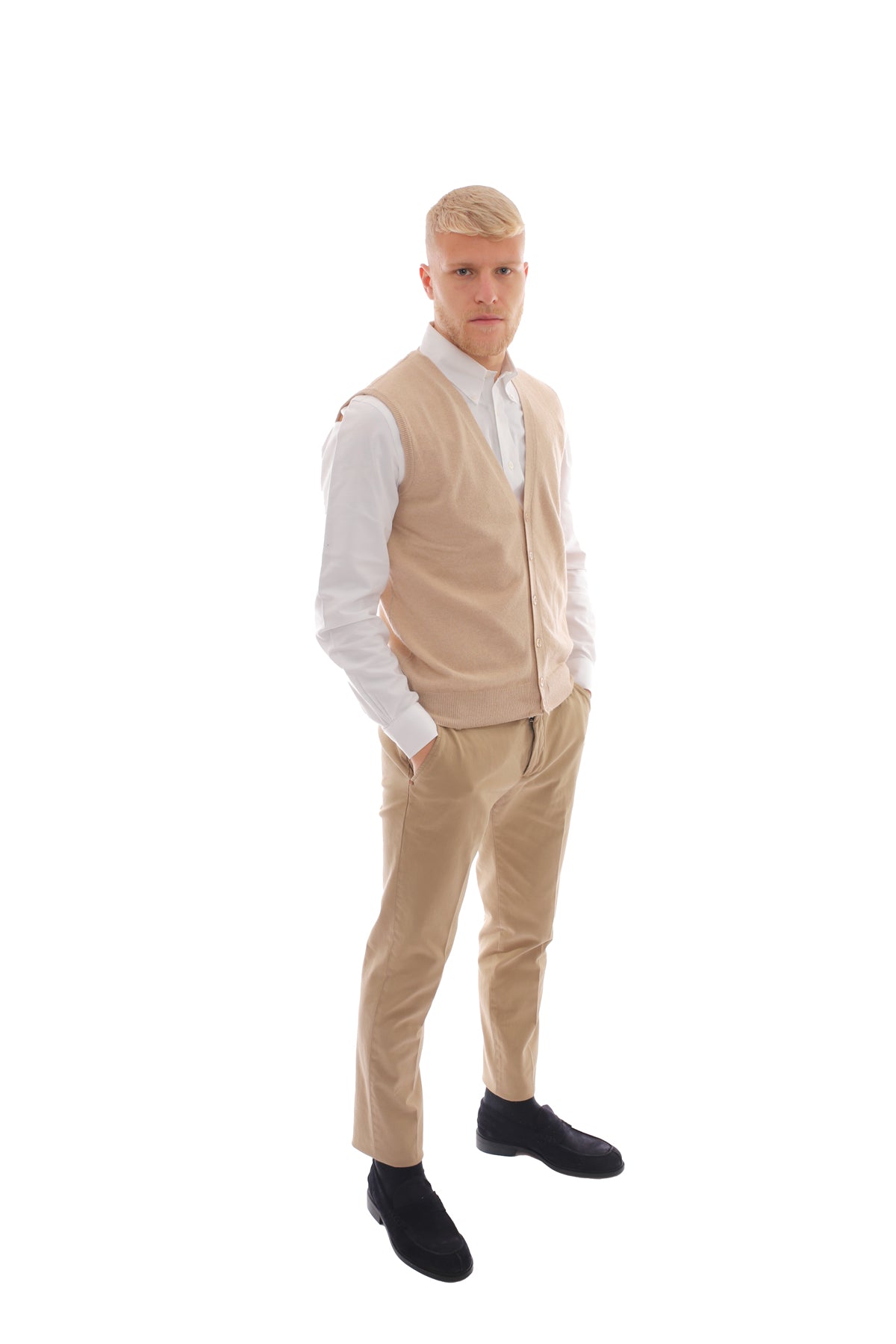 Solid color men's trousers in cotton