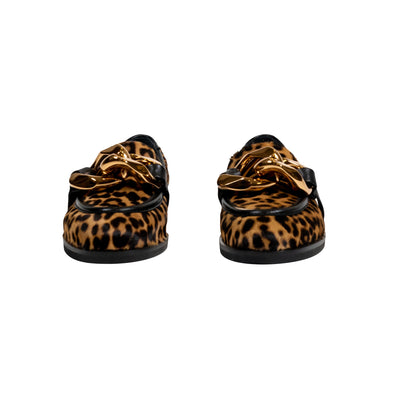 Women's leopard-print moccasin with golden rings