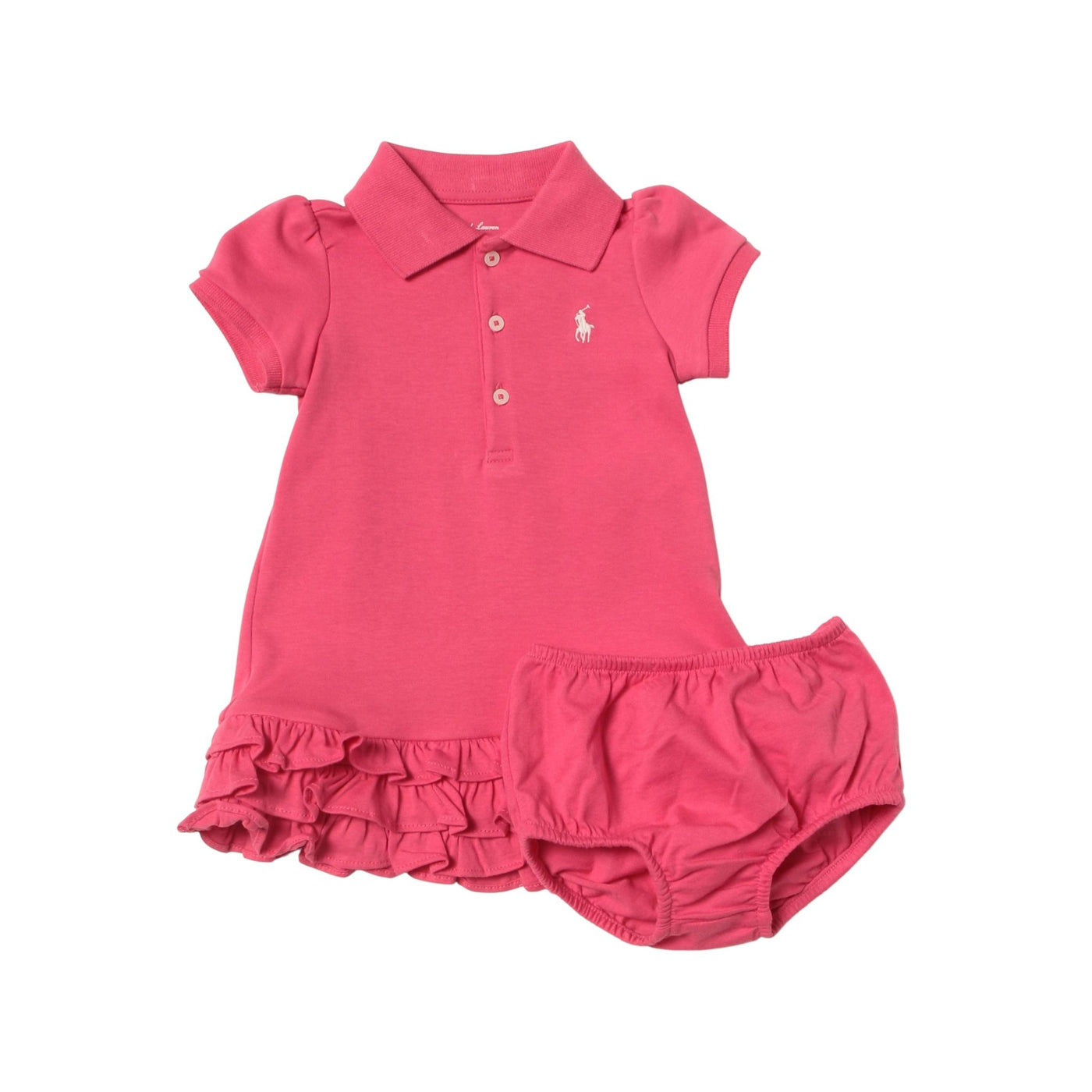 Abito neonato fuxia firmato Polo Ralph Lauren vista frontale