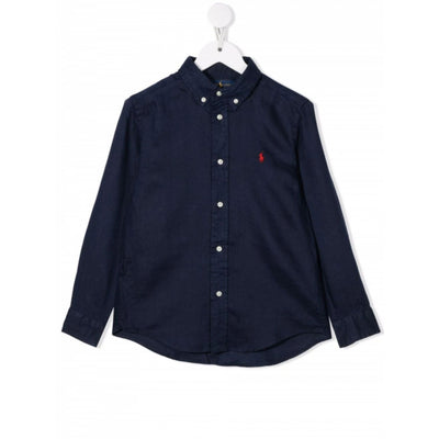 Camicia Bambino Blu navy Polo Ralph Lauren vista frontale