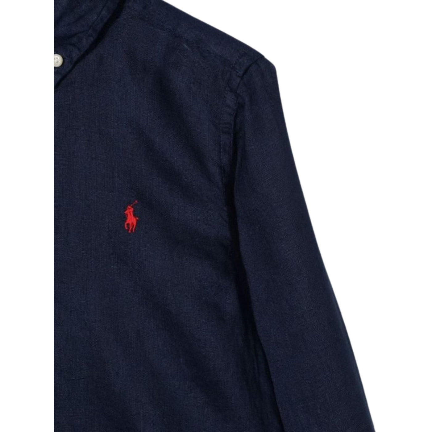 Camicia Bambino Blu navy Polo Ralph Lauren dettaglio logo