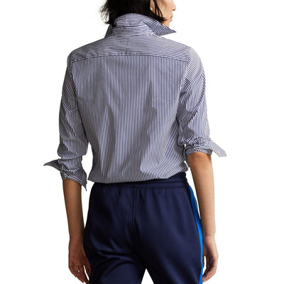 Camicia donna blu Polo Ralph Lauren su modella vista retro