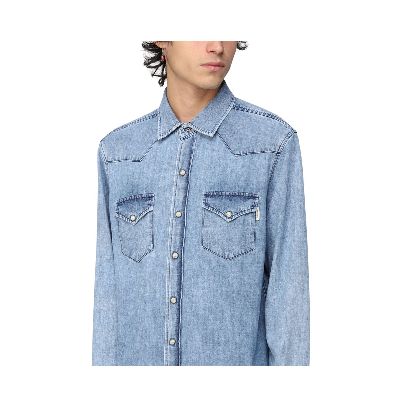 Men's jeans shirt with embroidery