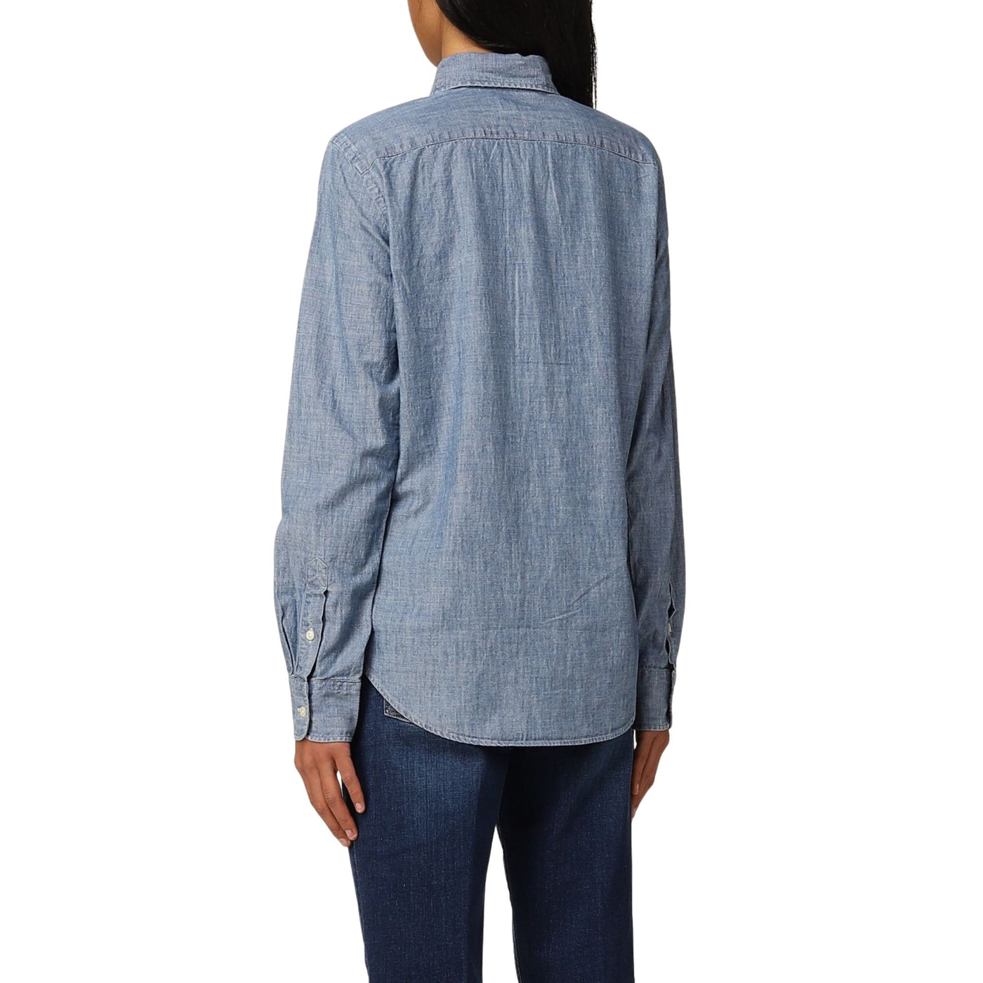 Camicia donna in denim Polo Ralph Lauren su modella vista retro