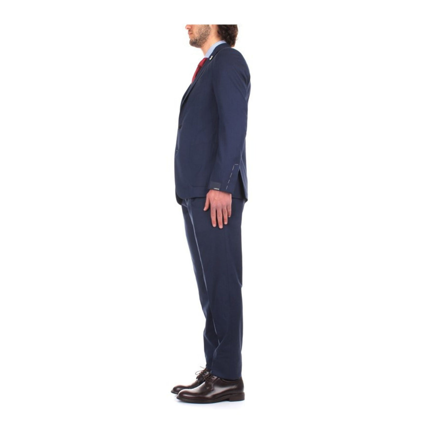 Completo uomo blu Lardini su modello vista laterale