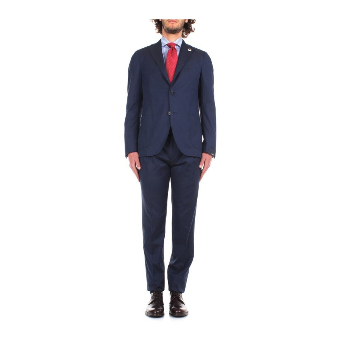 Completo uomo blu Lardini su modello vista frontale