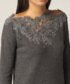 Women's solid color lace sweater