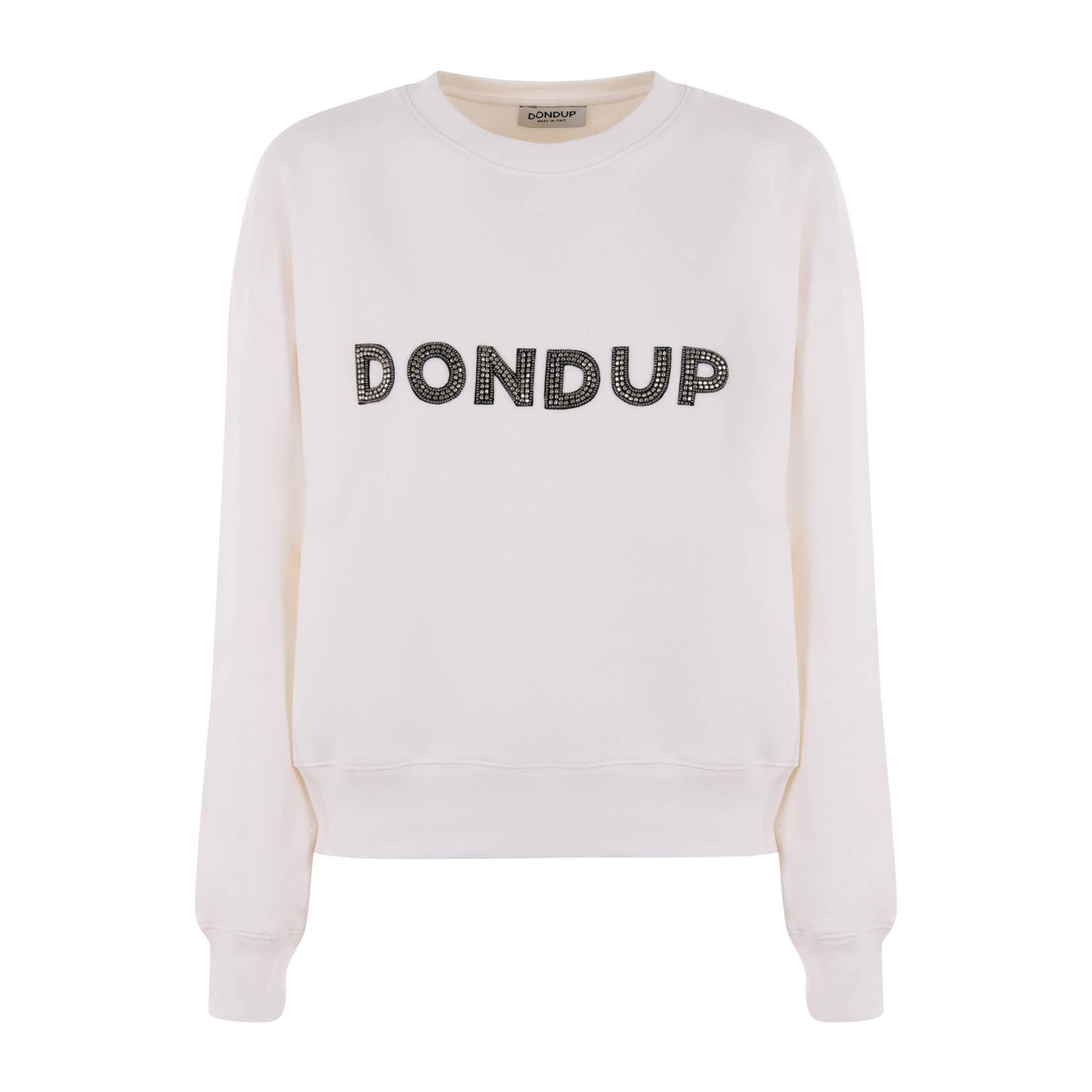 Felpa Donna Dondup in cotone con interno in pile e logo brand frontale con pepite in metallo. 