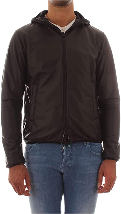 Men's jacket in leather-effect technical fabric