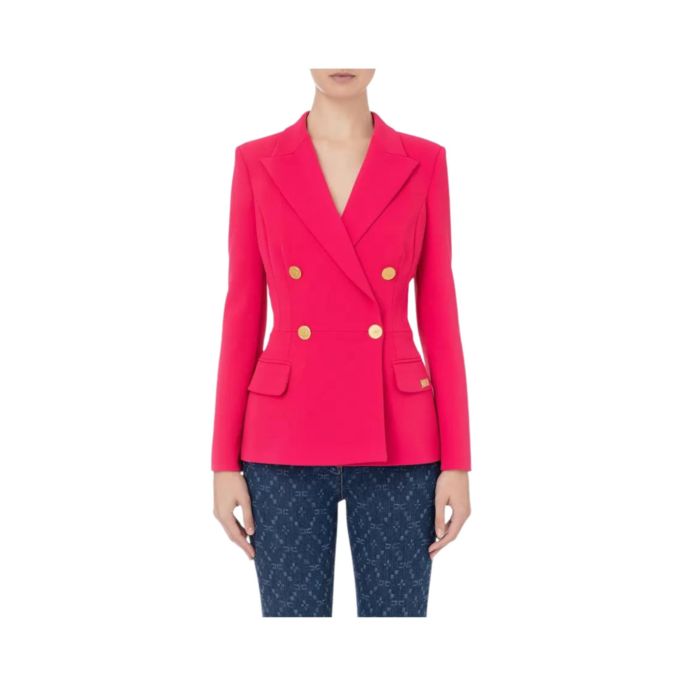 Double-breasted women's jacket in stretch crepe