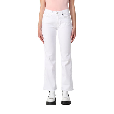 Jeans da donna bianco firmati Roy Roger's su modella vista frontale