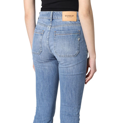 Jeans da donna denim firmato Dondup su modella dettaglio tasche