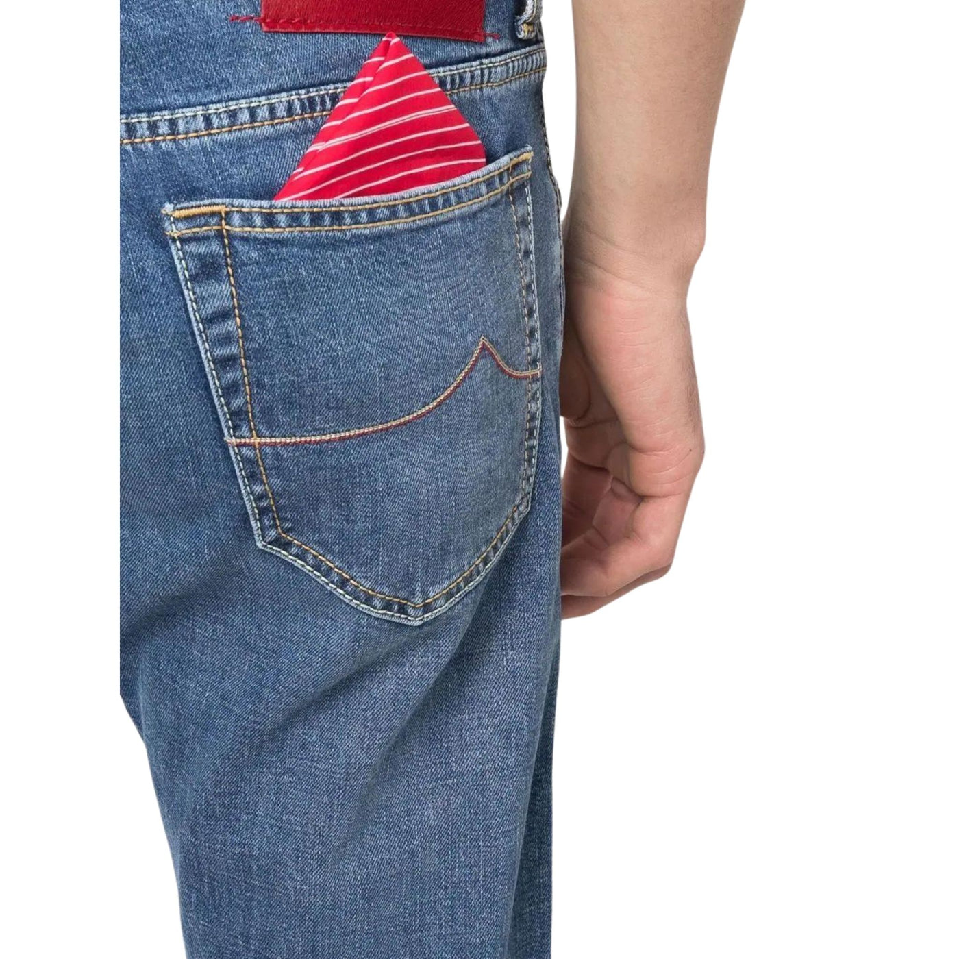 Jeans da uomo firmati Jacob Cohen dettaglio foulard tasca posteriori
