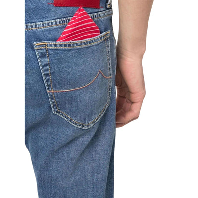 Jeans da uomo firmati Jacob Cohen dettaglio foulard tasca posteriori