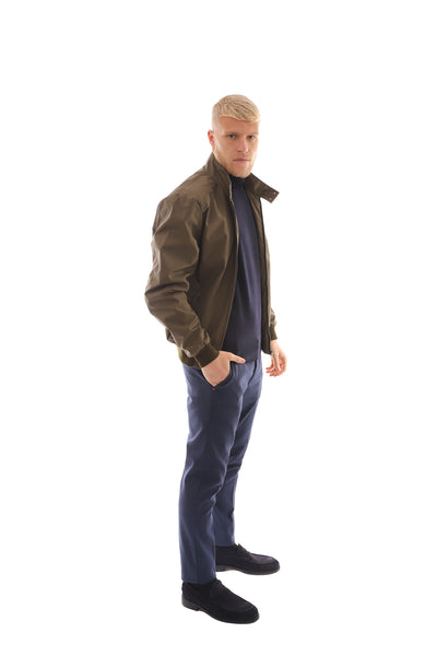 Men's jacket in cotton, ribbed cuffs and waist