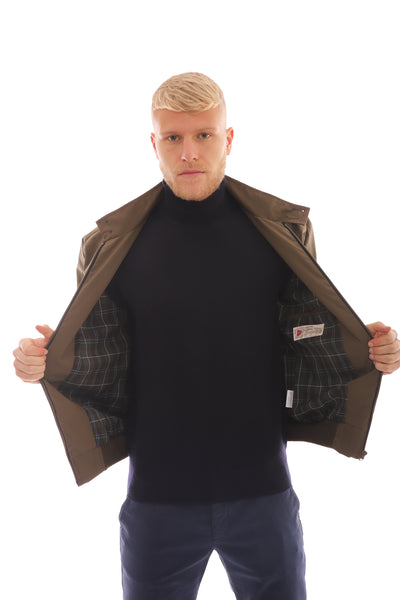 Men's jacket in cotton, ribbed cuffs and waist