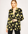 Women's jacket with contrasting yellow flowers