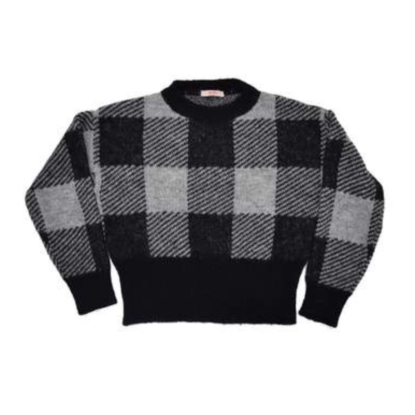 Girl's Checked Sweater with crew neck