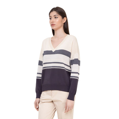 Women's sweater with bright striped pattern