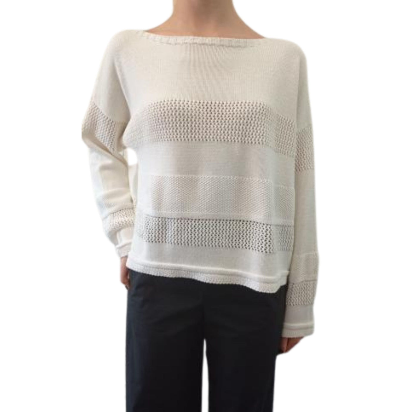 Women's sweater with perforated bands