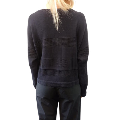 Women's sweater with perforated bands