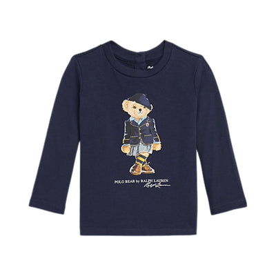 Maglietta neonato navy firmata Polo Ralph Lauren vista frontale