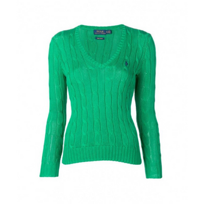 Maglione Donna a trecce con scollo a V