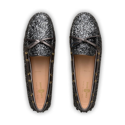 Women's glittery leather moccasin