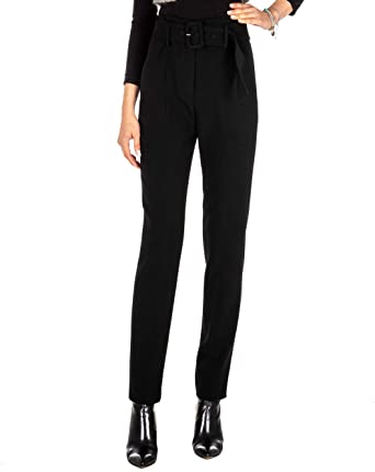 Slim fit women's trousers with belt at the waist