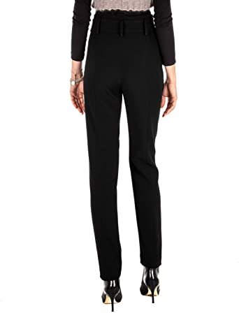 Slim fit women's trousers with belt at the waist