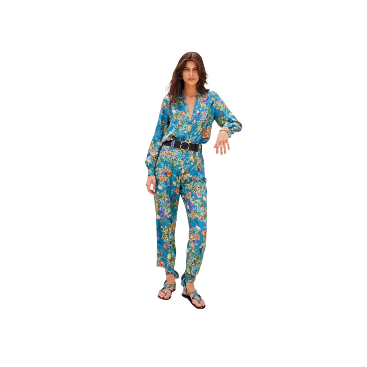 Women's trousers with floral pattern