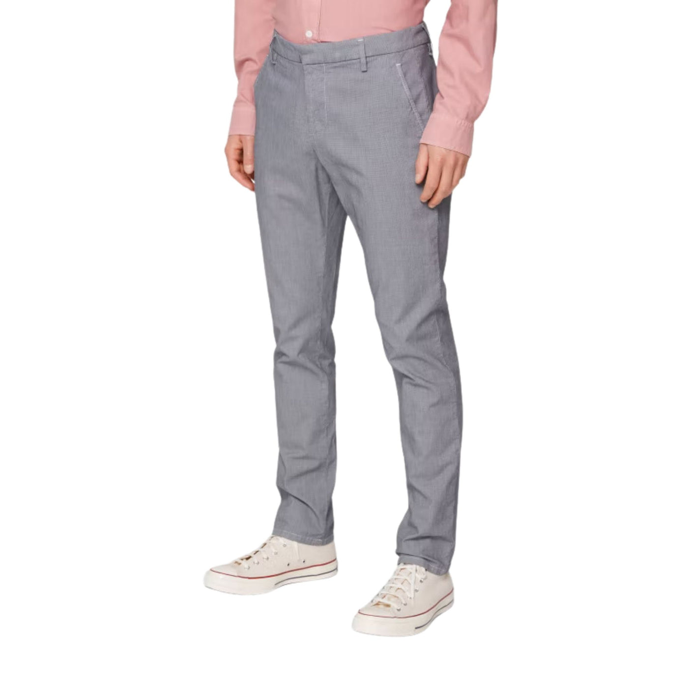 Pantalone uomo  a vita bassa con trama pied de poule.