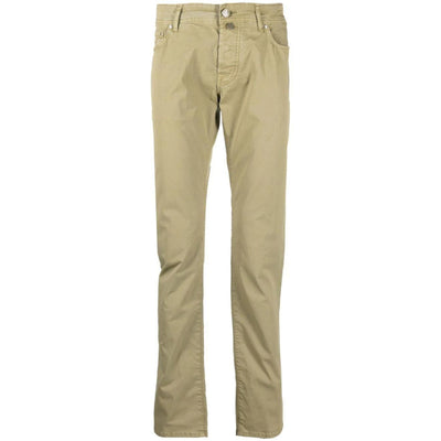 Solid color men's trousers with logo on the back