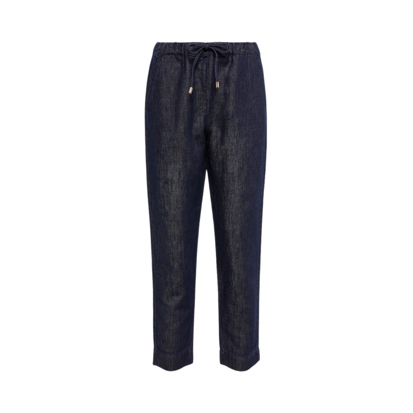 Women's denim trousers with drawstring