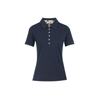 Solid color women's polo shirt with logo