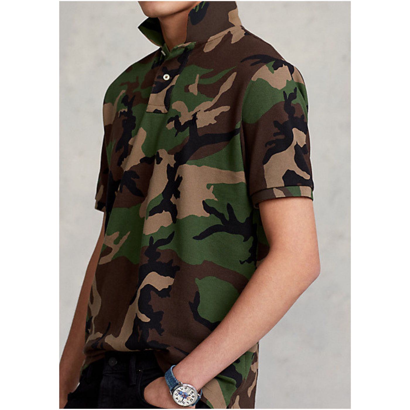 Polo Uomo effetto militare con pony ricamato