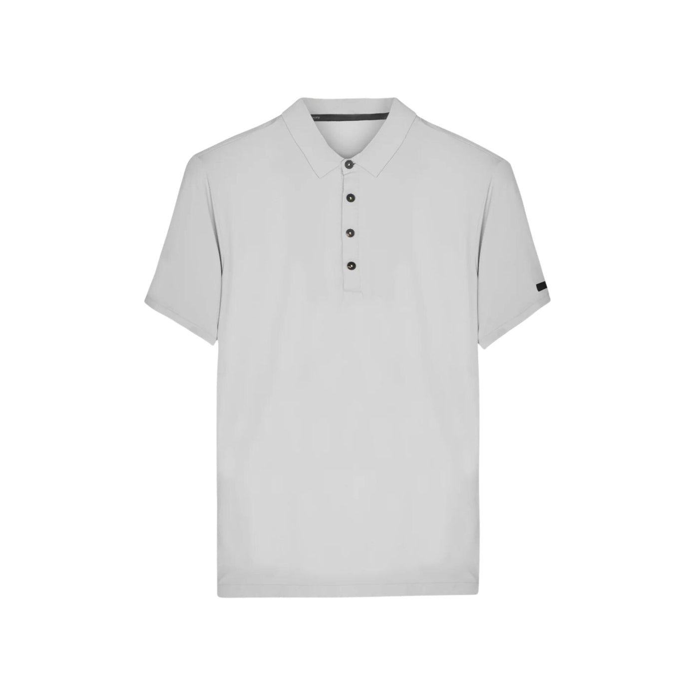 Solid color men's polo shirt with logo patch