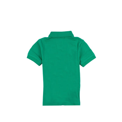 Boy's polo shirt in solid color with contrasting mini logo