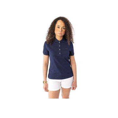 Women's polo shirt in solid color with logo on the chest