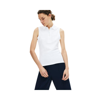 Women's polo shirt in solid sleeveless colour