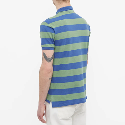 Men's polo shirt in striped cotton with logo