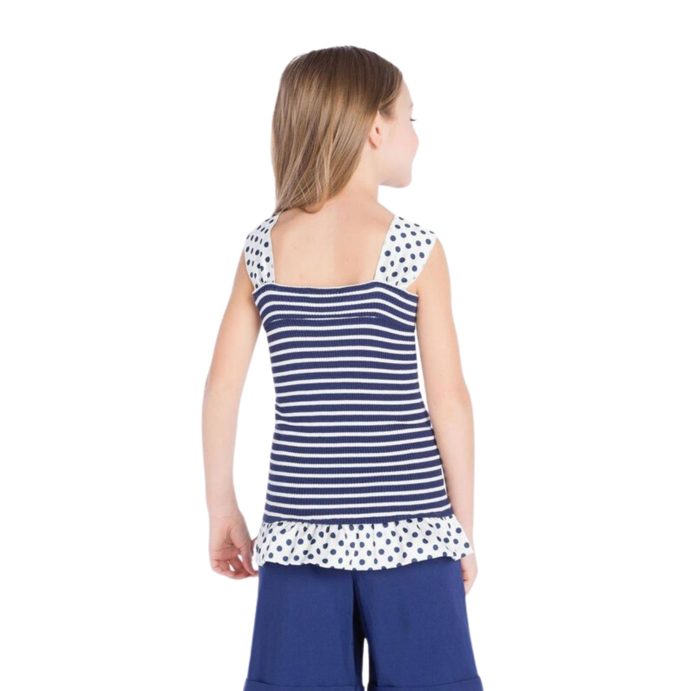 Striped girl top with polka dot bow
