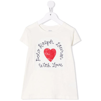 T-shirt bambina bianca firmata Polo Ralph Lauren vista frontale