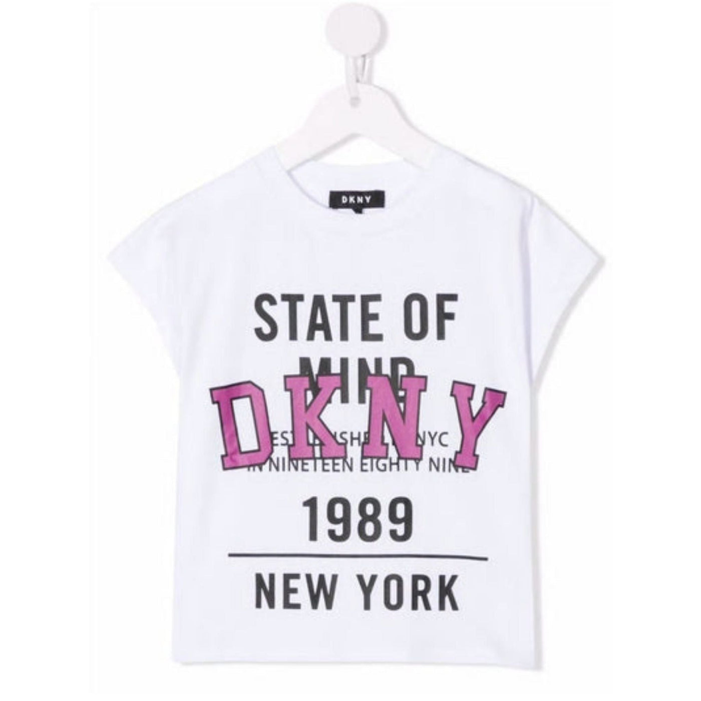 T-shirt bambina bianca firmata Dkny vista frontale