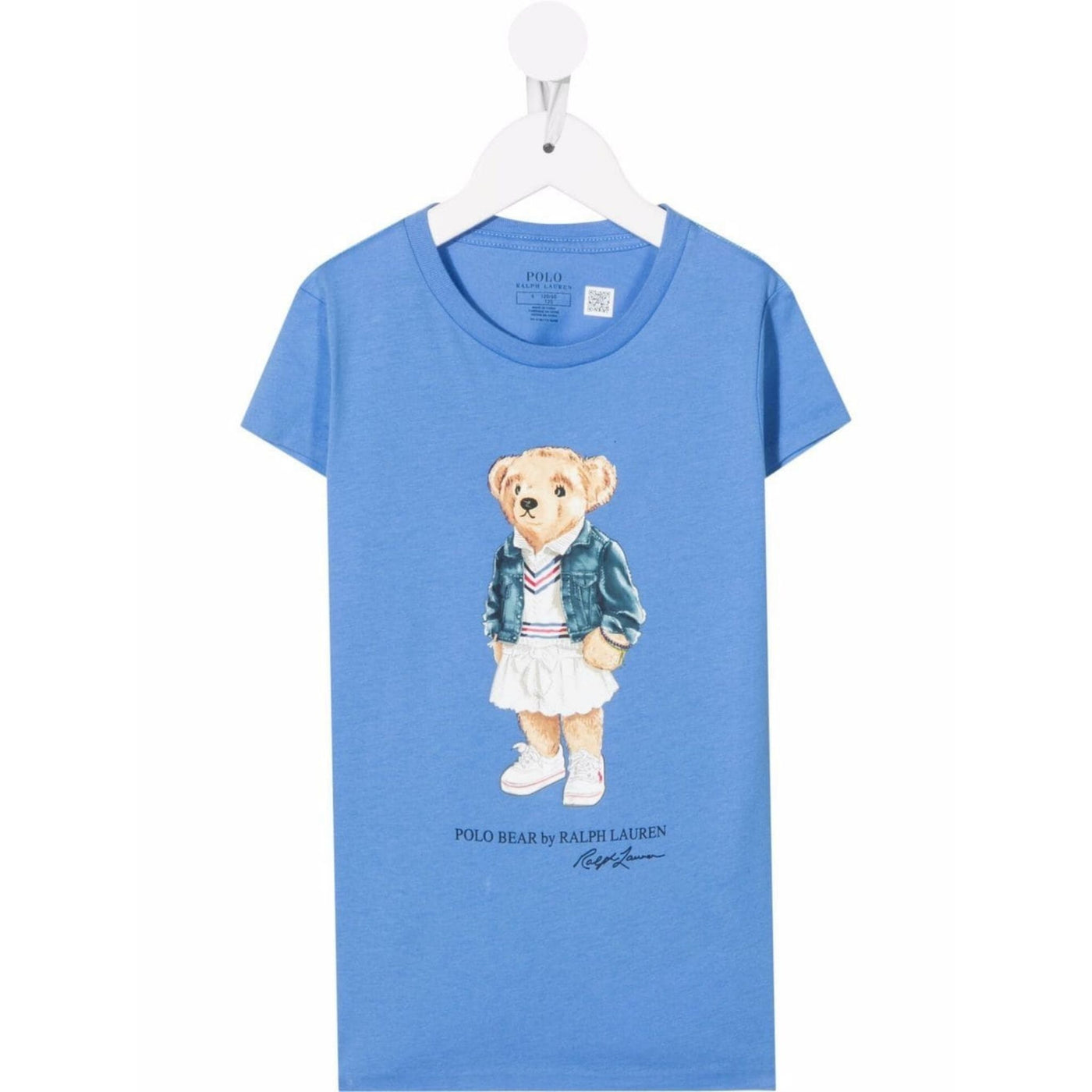 T-shirt bambina celeste Polo Ralph Lauren vista frontale