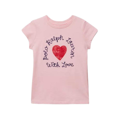 T-shirt bambina rosa firmata Polo Ralph Lauren vista frontale