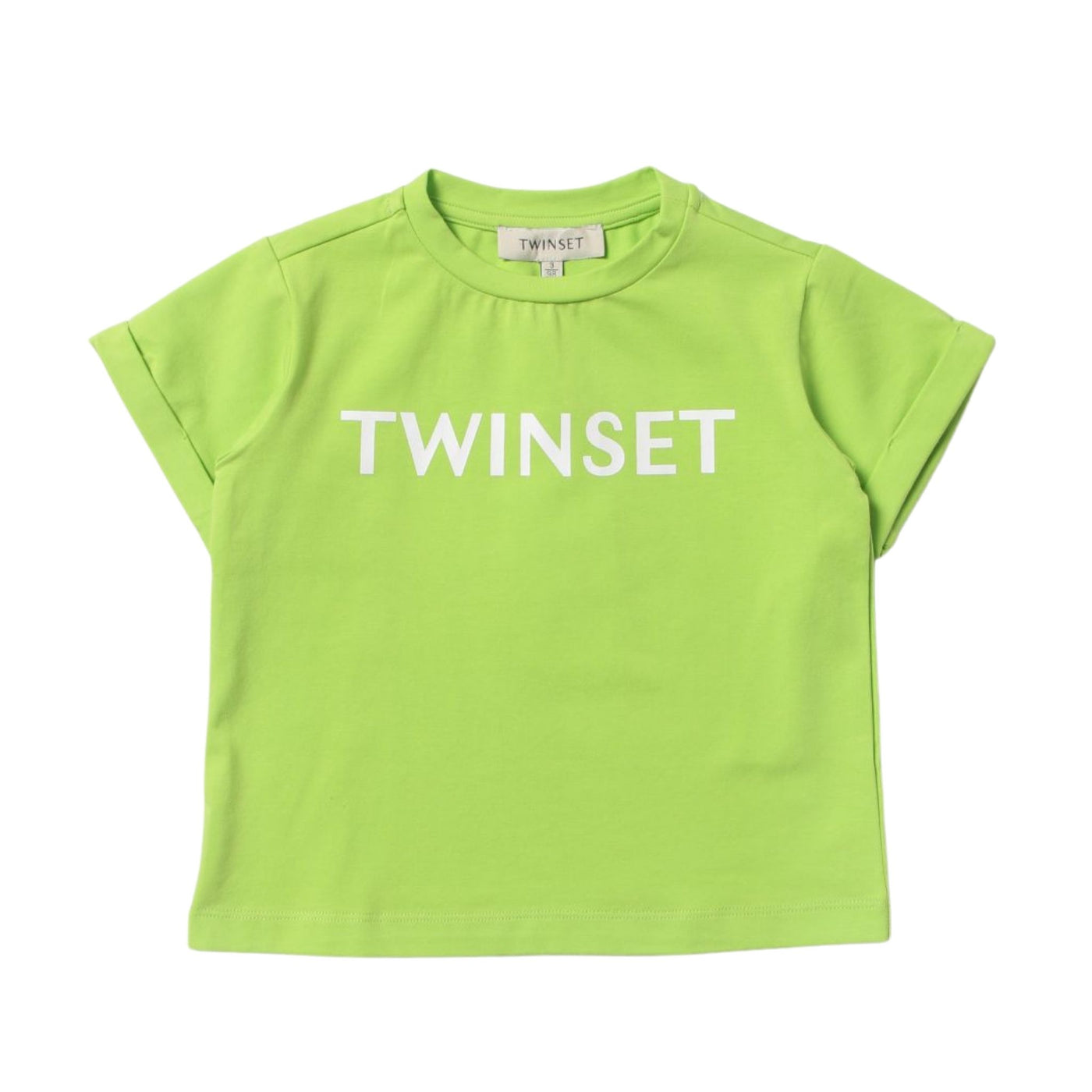 T-shirt da bambina in cotone con logo brand stampato frontale firmata Twinset